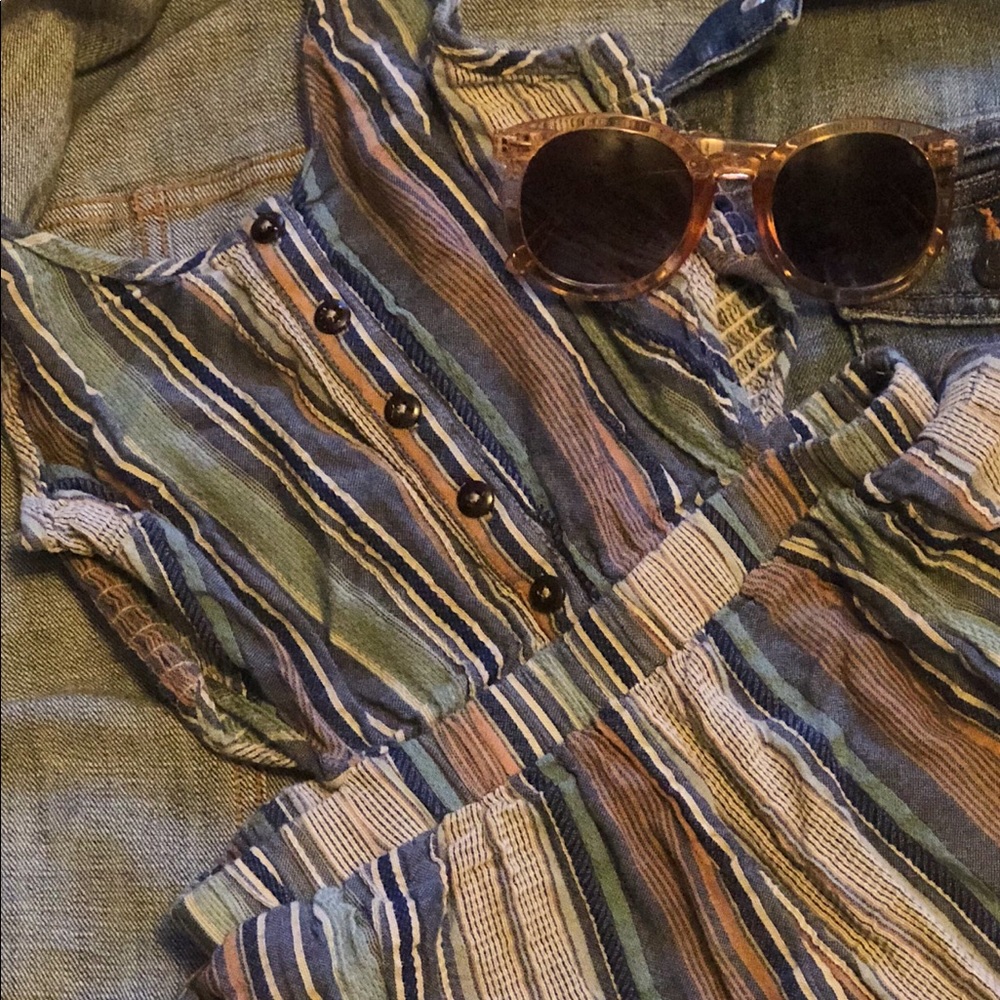 Striped romper with side cutouts